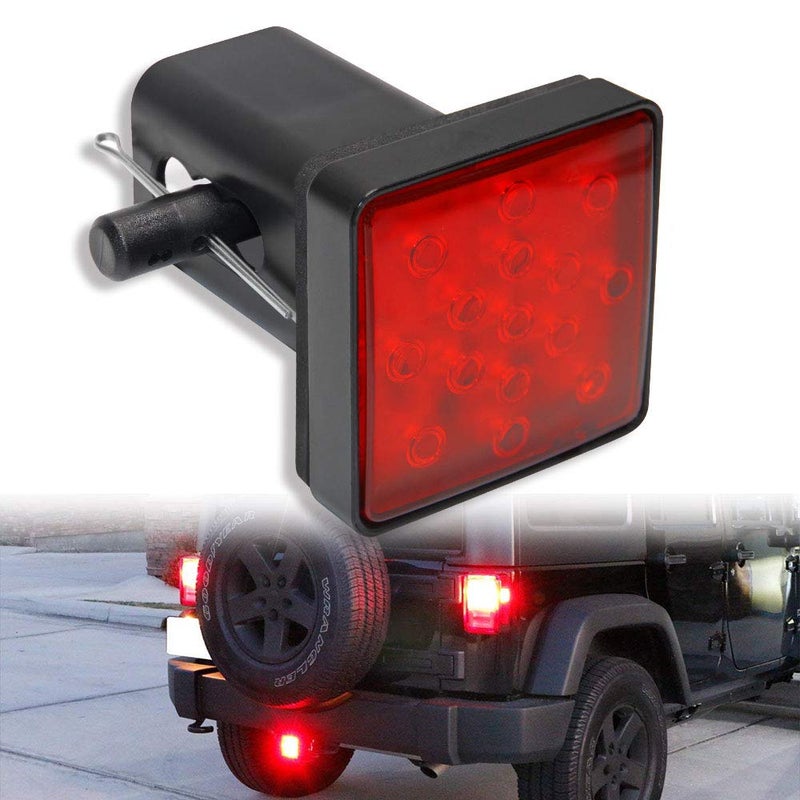 OPP ULITE Trailer Hitch Lights LED Brake Tail Light 15 LEDs Red Lens Cover Light Fit 2" Receiver Truck SUV (Trailer Lights LY039-1) - Image 1